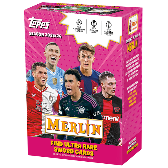 2023/24 Topps Chrome Merlin UEFA Club Competitions Soccer 7-Pack Blaster Box