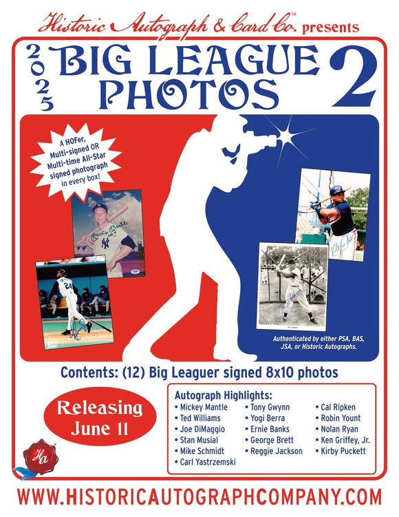 2025 Historic Autographs Big League Photos 2 Baseball Hobby Box