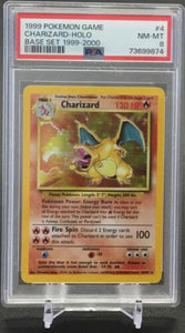 1999 Pokémon Game Charizard Holo Base Set #4 PSA 8 NM-MT