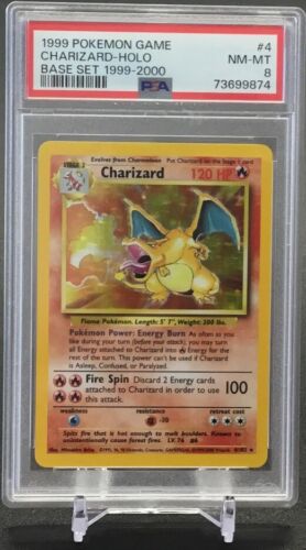 1999 Pokémon Game Charizard Holo Base Set #4 PSA 8 NM-MT
