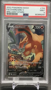 2022 Pokemon Charizard V Full Art Brilliant Stars #154 PSA 9