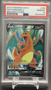 2022 Pokemon Charizard V Full Art Ultra Rare Brilliant Stars #153 PSA 10