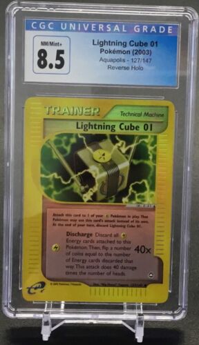 2003 Pokemon Lightning Cube 01 Reverse Holo Aquapolis #127 CGC 8.5 NM/Mint+