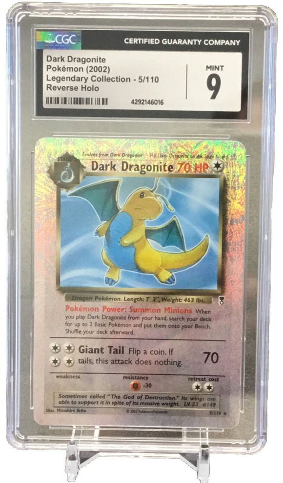 2002 Pokémon Dark Dragonite Legendary Collection Reverse Holo #5 CGC 9 Mint