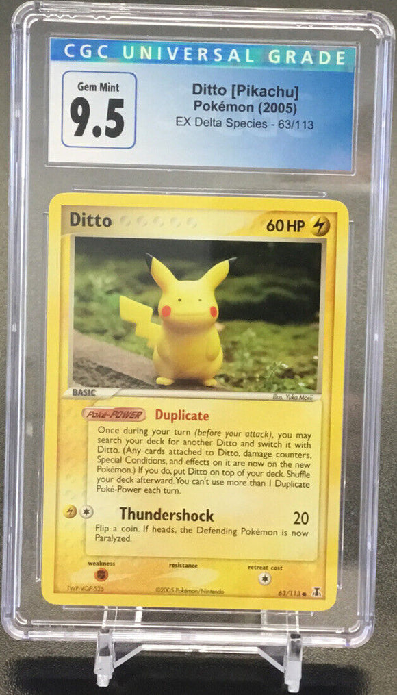2005 Pokemon Ditto (Pikachu) EX Delta Species #63 CGC 9.5