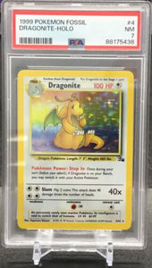 1999 Pokémon Fossil Dragonite Holo #4 PSA 7 NM