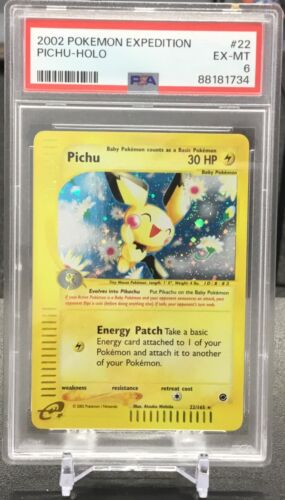 2002 Pokémon Expedition Pichu Holo #22 PSA 6 EX-MT