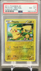 2014 Pokémon XY Pikachu Reverse Foil Furious Fists #27 PSA 8 NM-MT