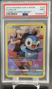 2019 Pokémon Sun & Moon FA Piplup Cosmic Eclipse Secret Rare #239 PSA 9 Mint