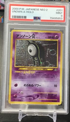 2000 Pokémon Japanese Neo 2 Unown A Holo #201 PSA 9 Mint